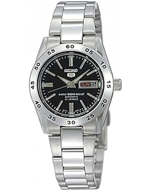 Seiko 5 Women's Black Face Stainless Steel Day & Date Automatic SYMG39K1 Japan import