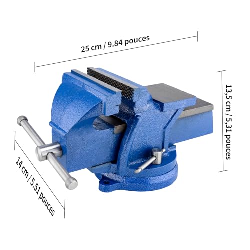 HYCHIKA Bench Vice, 152 mm, 6 Inch, 360° Swivel Vice, Heavy Duty Vice for Workshop, Vice for Drilling, Metalworking, Vice