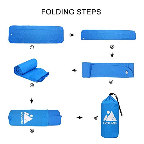 Evoland Camping Sleeping Pad with Pillow, Self Inflating Sleeping Pad for Camping, Backpacking, Hiking, Lightweight, Waterproof, Compact, Durable, Storage Bag Included (Blue)