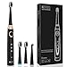 KIPOZI Sonic Electric Toothbrush with 3 Replacement Heads, 3 Brushing Modes with Build in Timer of 2 Minutes, USB Fast Charging ,Rechargeable Sonic Toothbrush Waterproof,Black