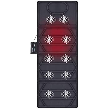 Snailax Massage Mat with Heat - 10 Motors Vibrating Massage Mattress Pad with 2 Heating Pads for Back Pain Relief, Full Body Massager for Neck and Back,Lumbar Calf Muscle Relaxation