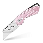 FANTASTICAR-Folding-Utility-Knife-Gift-Box-Cutter-Lightweight-Plume-Type-Body-with-5-Piece-Extra-Blades-Pink