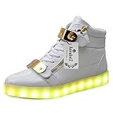 AnnabelZ LED Shoes High Top Men Women Light Up Shoes USB Charging Metal Velcro Flashing Sneakers