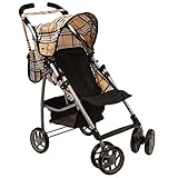 Mommy & Me Doll Stroller Swiveling Wheels with Free Carriage Bag 9351A Beige Plaid