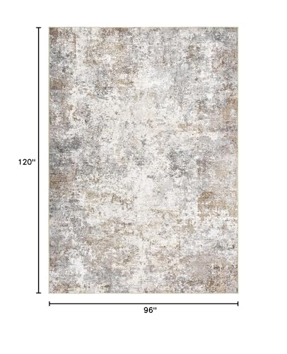 UERMEI 8x10 Area Rug Living Room Rugs - Washable Neutral Modern Abstract Soft Thin Large Rug Indoor Floor Non Slip Rug Carpet for Bedroom Under Dining Table Home Office Decor - Brown Grey