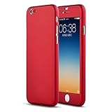 Doinshop for Iphone 6 Cool Hybrid Tempered Glass + Acrylic Hard Case Cover Skin Shell (red)