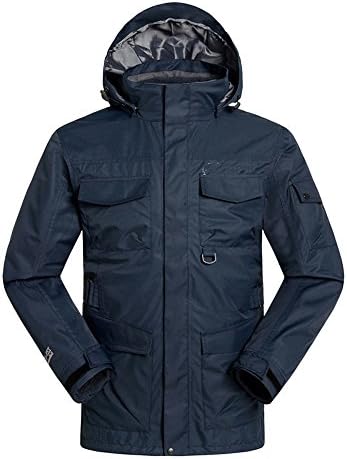 Mens Windproof Ski Wear Thicken Fleece Thermal Two-Pieces Mountain Jackets SM015 Dark Blue S