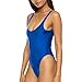 Dixperfect Women's Retro 80s/90s Inspired High Cut Low Back One Piece Swimwear Bathing Suits (M, Dazzling Blue)