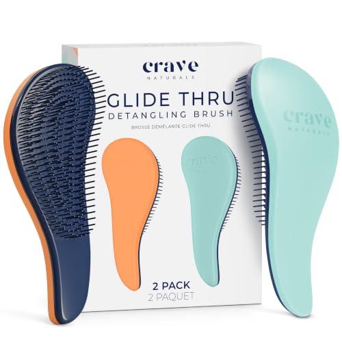 Crave Naturals Glide Thru Hair Brush Set Coral Turquoise