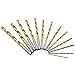HSS Titanium Coated Twist Drill Bit Set, High Speed Steel Jobber Length Drill, Split Point,13 PCS (For Wood Plastic Metal)