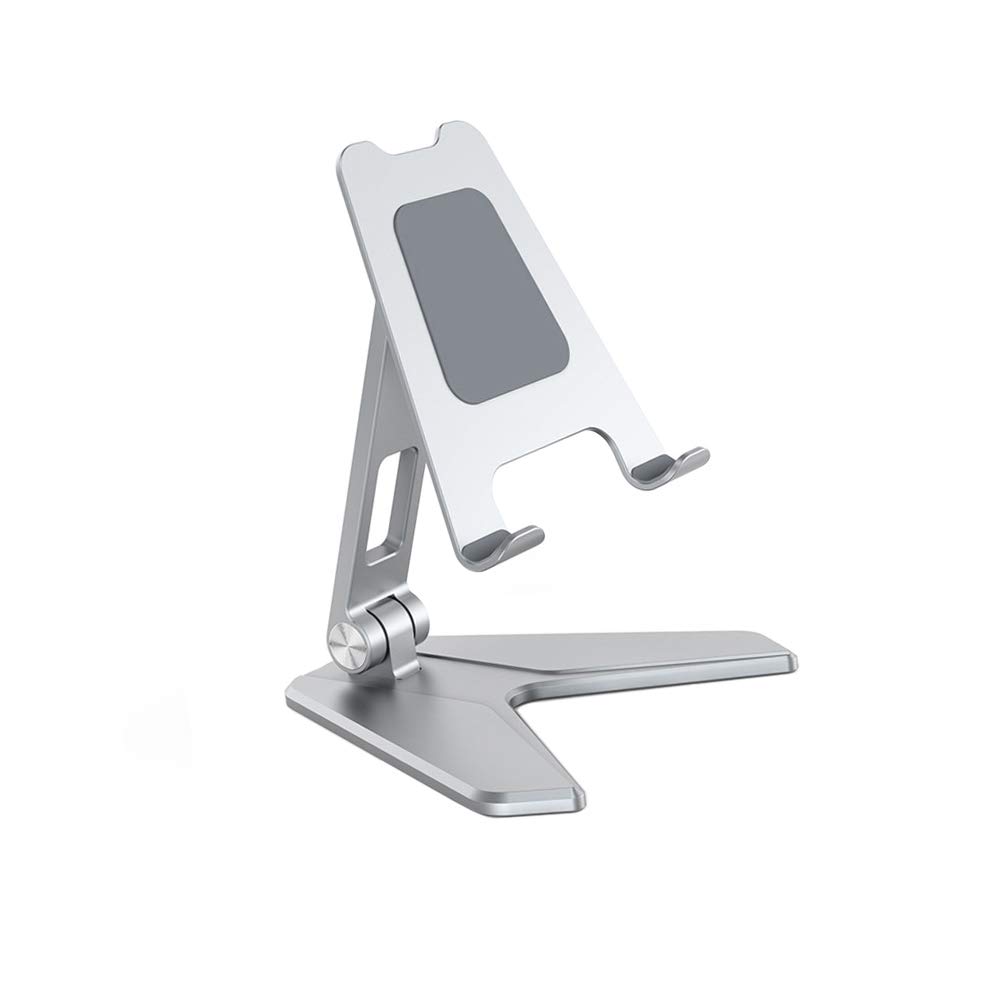 Juntan Full Aluminum Quality Desktop Metal Holder Silver for Tablet Devices from 7 to 13 inches Compatible with iPhone Samsung Galaxy iPad Office