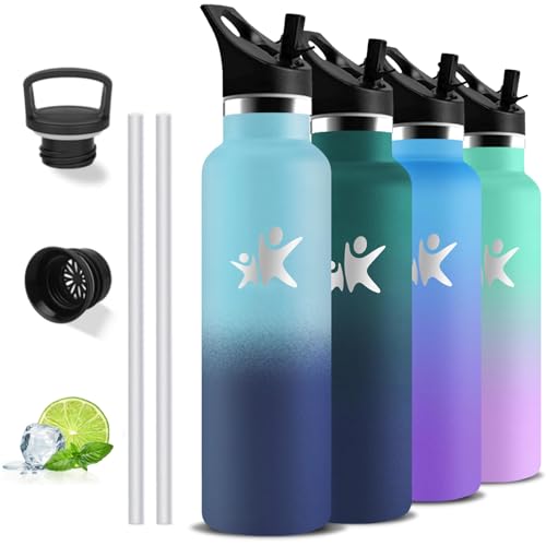 Grsta Thermos Flask, Water Bottle, 1 Litre, BPA-Free, Drinking Bottle with Straw, Insulated Flask, Double-Walled, Water Bottle, Metal, Thermos Flask, Adult Bottle for Hiking, Fitness, Camping,