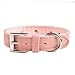 BINGPET Small Dog Collar,Cute Designer Rhinestone Dog Collars with Diamond Crown,Adjustable Pink Sparkly Puppy Collar with Buckle, Soft PU Leather Velvet Girl Dog Collar for Puppy Kitten Cat Pet