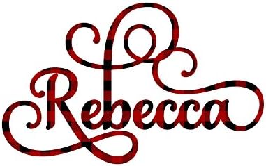 Red Buffalo Plaid Elegant Scroll Name Pattern Vinyl Decal Sticker for Laptop Yeti RTIC Tumbler Cup