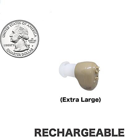 Extra Large Size,Beige Color, in The Canal (ITC), New Digital Hearing Ear Amplifier Kit by EASYUSLIFE, Rechargeable and Interchangeable, Adjustable Volume Control, Suitable for Men and Women