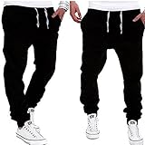 YUNY Mens Outdoor Harem Running Jogger Bottom Pants Black XL