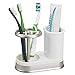 mDesign Decorative Bathroom Dental Storage Organizer Holder Stand for Electric Spin Toothbrush/Toothpaste - Compact Design for Countertop and Vanity, Holds 4 Standard Brushes - White/Matte Satin