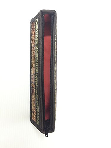 Thailand Handmade elegance dry under sun reed individual woven straw tight and Silk elephant trim portable holder bag pen, accessery ,cosmetics,Jewelry Size : 8" x 2" x 2.2" ( L x W xH) natural color
