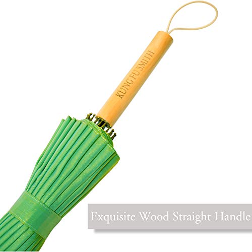 Kung Fu Smith Vintage Parasol Rain Umbrella - Wooden Handle Windproof - Thumbnail 3