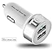Car Charger TopG Smart Mini 3.1A High Output 2-Port Rapid USB Car Charger with SmartIC Technology - Retail Packaging - White/Silver