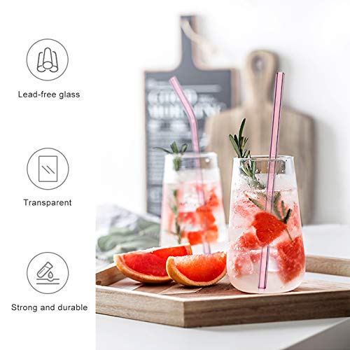 WOWDSGN 14 Stück Glas Strohhalme Wiederverwendbar, 12 Farbig Trinkhalme aus Glas mit 2 Reinigungsbürsten für Cocktails… – Bild 4