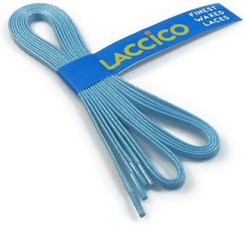 LACCICO Men's Flat Waxed Shoelaces width 4mm. 4 Length 60cm to 120cm LIGHT BLUE, Length:75cm;Colour:Light Blue