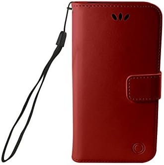 iPhone X Wallet Case By YmaFit: Stylish PU Leather Wallet Case - Fold able Phone Stand - Magnetic Cover - Attachable Wrist Strap for Convenience (Red)