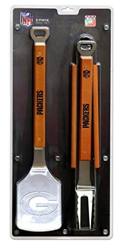 Nfl green bay packers 3pc bbq set, heavy duty stainless steel gri…