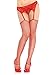 Leg Avenue Women's Unfinished Top Industrial Fishnet Stockings, Red, One Size