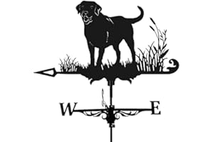 Alnicov Animal Metal Weather Vane,Vintage Black Weather Vane Hollow Wind Direction Indicator for Outdoor Garden Roof Paddock Decoration Weather Vane (Dog)