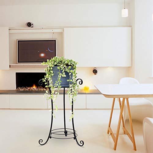 AISHN Classic Tall Plant Stand Art Flower Pot Holder Rack Planter Supports Garden & Home Decorative Pots Containers Stand (Black) - Thumbnail 2