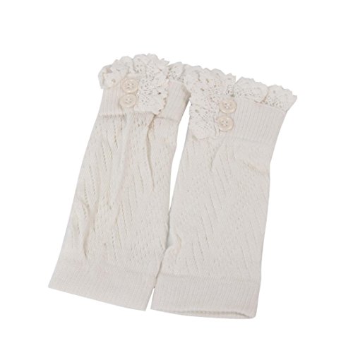 Ec Kids Baby Girl Crochet Knitted Lace Boot Cuffs Toppers Leg Warmer Socks (White) - Thumbnail 2