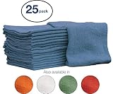 Nabob Wipers Auto-Mechanic Shop Towels, Shop Rags 100% Cotton Commercial Grade Perfect for Your Garage, Auto Body Shop & Bar Mop (12x12) inches, 25 Pack, (Blue)
