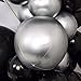 Captank Balloon Garland Arch Kit Black and Silver Balloons Black Agate Marble Balloons Decorations for Parties Wedding Baby Shower Graduation | Includes Glue Dots Balloons Strip Curling Ribbon