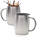 Stainless Steel Coffee Mug With Lid Set Of 2 - Double Wall Insulated Coffee Mugs - 14 Oz Stainless Steel Coffee Cups - Perfect For Hot & Cold Drinks