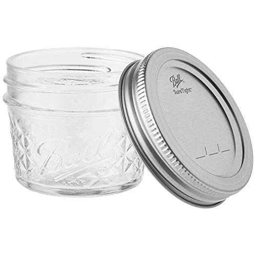 Ball Quilted Crystal Jelly Jars with Lids and Bands, 4Ounce, Clear (2