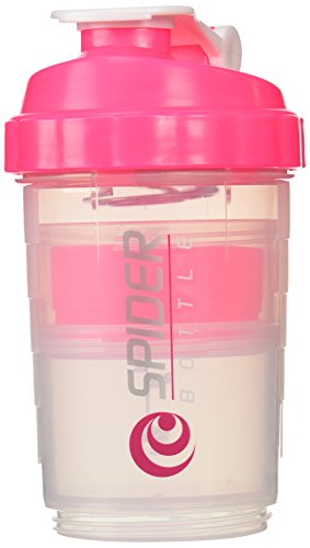 Spider Bottle Mini 2Go 2 Compartment Bottle, Clear Pink, 16-Ounce