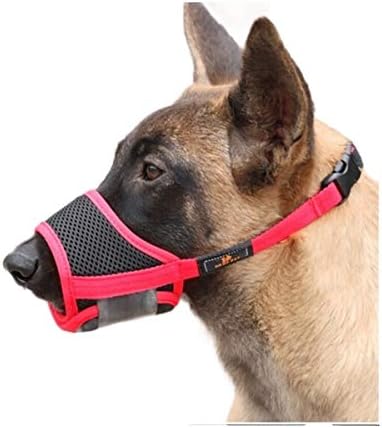 KEHUITONG Dog mouth cover, dog mask, anti-bite, suitable for small medium-sized large dog snoring device (various, soft and comfortable,durable (Color : Red, Size : L)