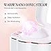 Ovonni Facial Steamer Nano Ionic Hot Mist Personal Home Sauna SPA Moisturizing Face Sprayer with Mirror, Professional Face Steam Machine for Acne Skin Unclog Pores, White