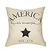 Fjfz July 4th Farmhouse Decorative Throw Pillow Cover America Est. 1776 Patriotic Sign Decoration Rustic Home Decor Cotton Linen Cushion Case for Sofa Couch, 18