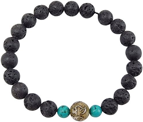 Volcanic natural lava yoga meditation healing wrist mala bracelet CL-7 (Lava, Om Mani Conch Shell)