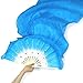 WEISIPU Hand-Made Faux Silk Belly Dance Fan Veils - Bamboo Long Fans Veils Available in 8 Stunning Colors for Dance Performances Right Hand （Blue）