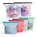 Reusable Silicone Food Storage Bags- Ideal for Snack, Lunch, Sandwich, Fruit, Vegetable, Stationery, Travel, Ziplock Sous Vide, Airtight and Microwave Freezer Dishwasher Safe, no BPA (Pack Of 6)