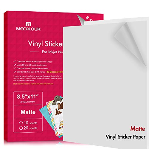 MECOLOUR Premium Printable Vinyl Sticker Paper For Cricut Matte White ...