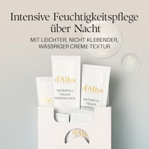 d'alba Italienisches White Truffle Waterfull Vegan Sleeping Pack 12 Stück, nicht abwaschbare Nachtserummaske