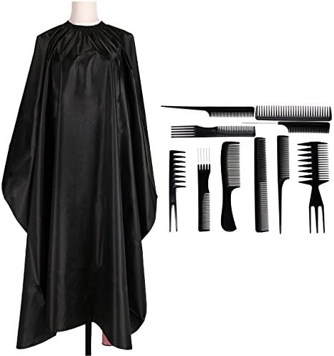 CozyCabin Professional Hairdressing Adult Hair Cutting Cape Apron Haircut Gown salon Hair Cape Dye Coloring Barber Cape Cover for Shave Makeup (Black)