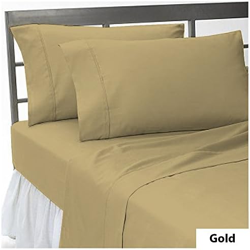 3 PCs Fitted Sheet Set 11 inch Deep Pocket 100% Egyptian Cotton 800 TC Solid pattern Size Twin XXL Color Gold