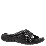 Skechers Women's Reggae Rootsy Vibe Flip Flop, Black/Silver, 9 M US