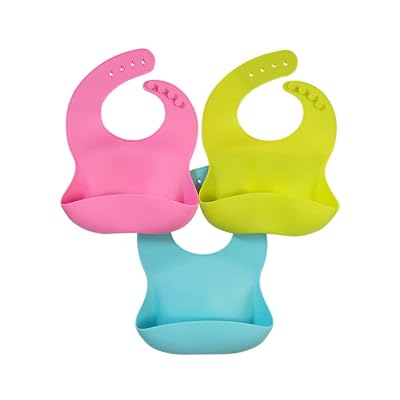 DARYOU Waterproof Silicone Baby Bibs for Babies &amp;amp;amp; Toddlers 3 PCs, Wipes Clean Easily, Soft, Unisex, Adorable, Perfect Baby Shower Gift