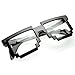 zeroUV Pixelated 8-Bit Clear Lens Computer Nerd Geek Gamer Glasses (Shiny Black)